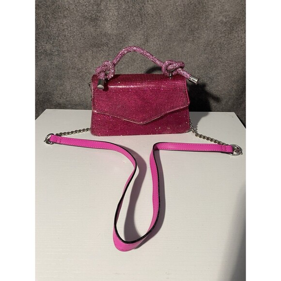 Aldo Handbags - ALDO Hot Pink Rhinestone Handbag Mini Top Handle Bag With Chain Crossbody Strap